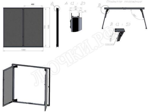 Люк под плитку Нажимной Секрет-Лайт 2 створки 700*400 Люк под плитку Нажимной Секрет-Лайт 2 створки 700*400