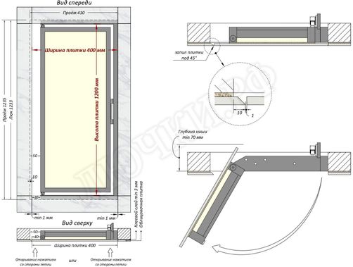 Люк под плитку Шагма для плитки 400*1200 (требуемый размер проема 410*1235, размер люка 360*1233) Люк под плитку Шагма для плитки 400*1200 (требуемый размер проема 410*1235, размер люка 360*1233)