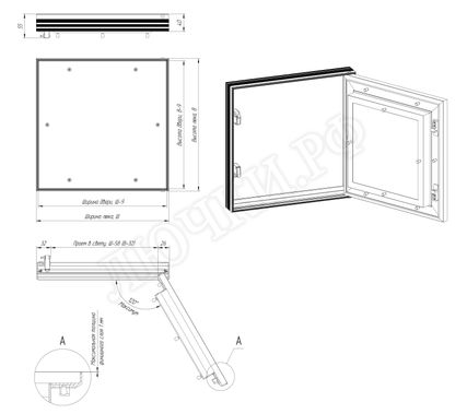 Люк под покраску Премиум Лайт противопожарный EIS60 350*250 Люк под покраску Премиум Лайт противопожарный EIS60 350*250