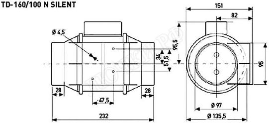 Вентилятор TD160/100 N SILENT 230V 50 Вентилятор TD160/100 N SILENT 230V 50